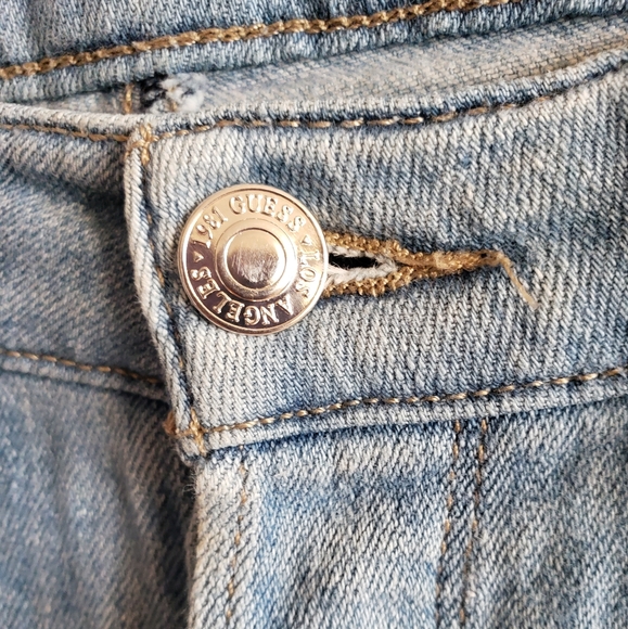 Guess The Msdel Jean Distressed Holy Boho Skinny Leg Roll Up Cuffs Woman Size 26 - Picture 7 of 16